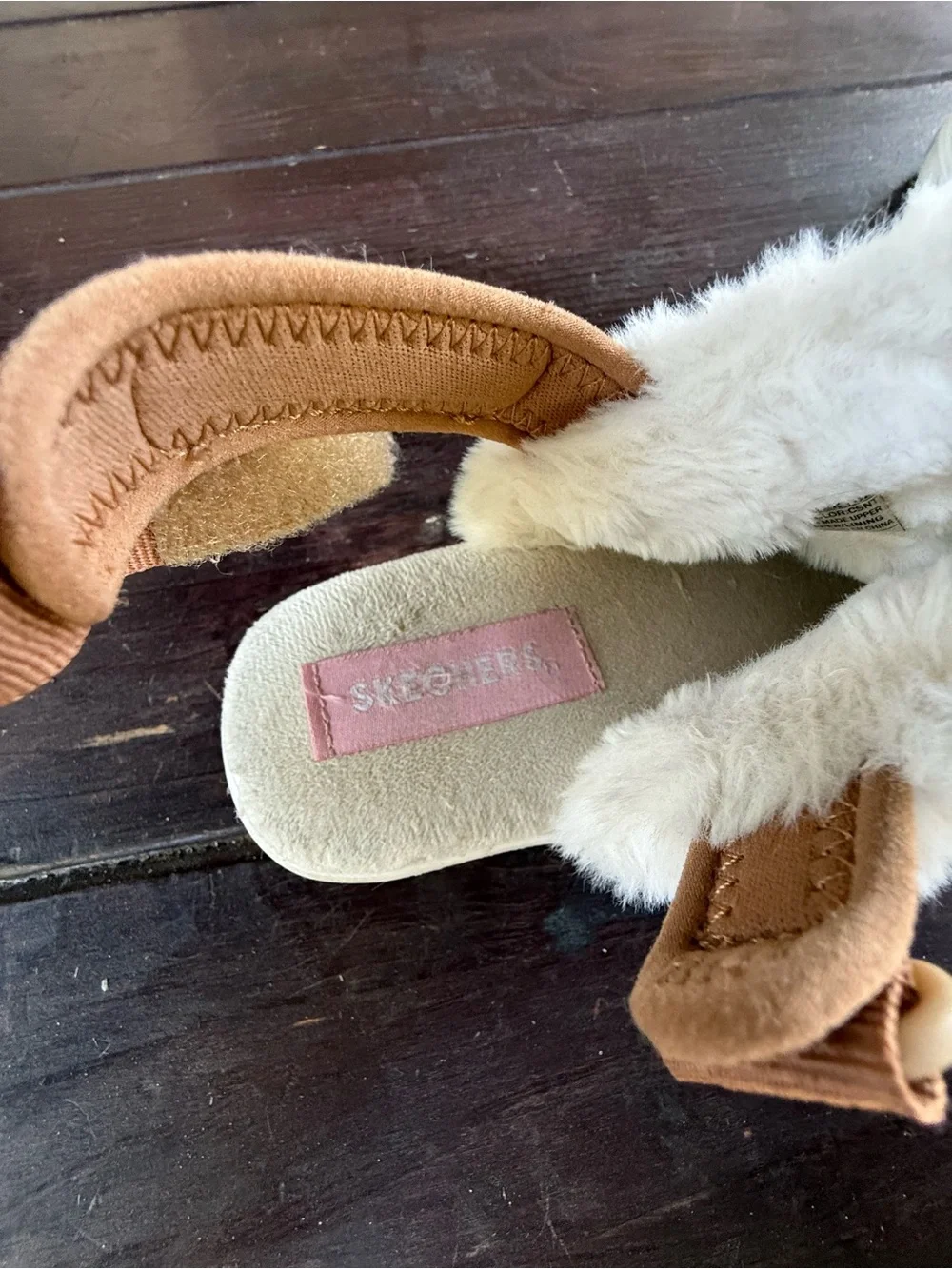 SKECHERS Cozy Faux Suede Faux Fur Lined Slip-On Kids Brown US 3
